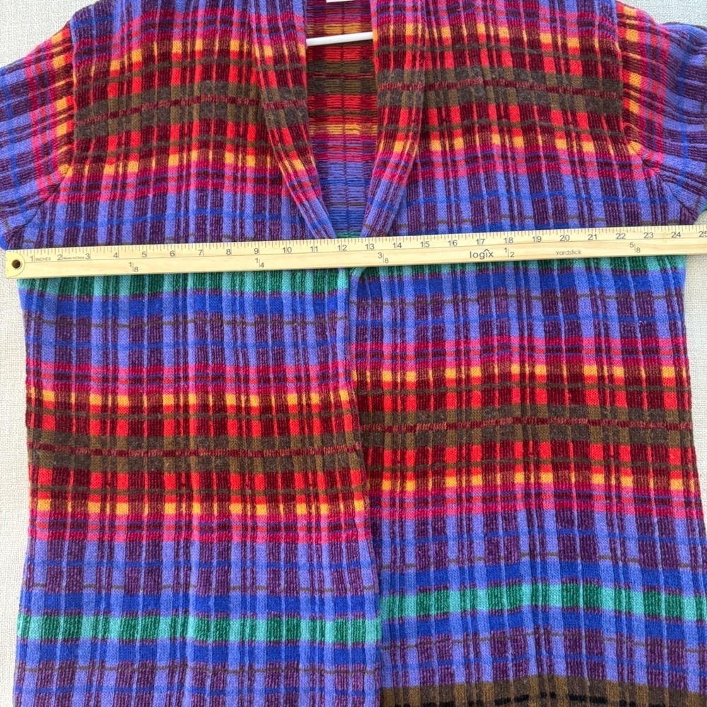 Susan Bristol Cardigan Sweater Womens Medium Multicolor Plaid Wool Blend Vintage - Picture 8 of 9